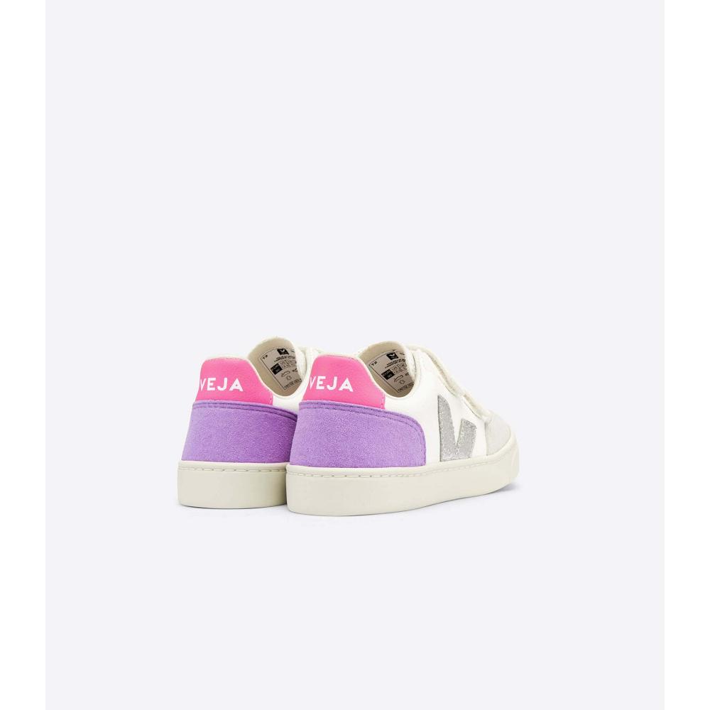 Veja V-12 CHROMEFREE Kids' Shoes White/Purple | NZ 749KOR